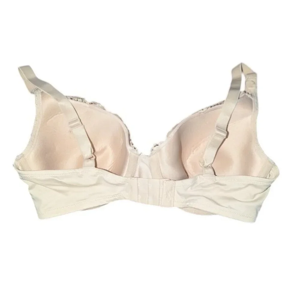 *3 FOR $9* Vanity Fair Elegant Lace Beige Lightly Padded Underwire Bra 34D - Picture 3 of 4